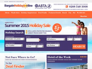 Bargain Holidays Online website