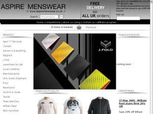 Aspire Menswear website