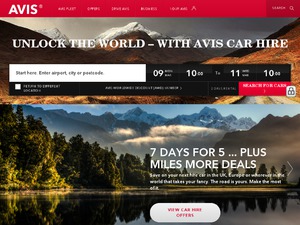 Avis Rent-a-Car website