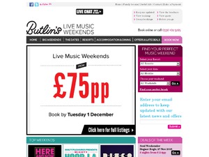 Butlins Big weekends website