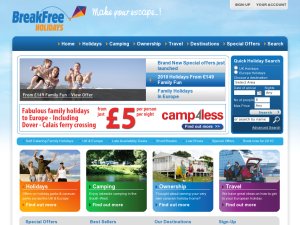BreakFree Holidays website