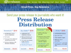 eReleases Press Release Distribution website