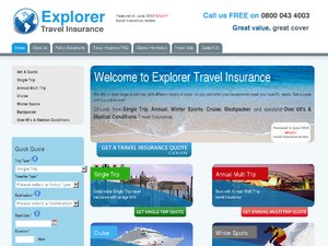 Explorer Travel Insurance website