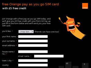 Free Orange SIM cards website