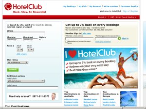 Hotel Club website