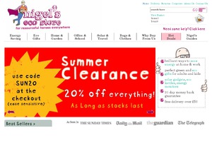 Nigels Eco Store website