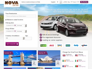 Nova Car Hire website