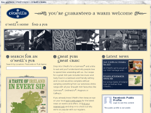 O'neills Pubs website