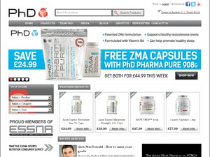 PHD Supplements website