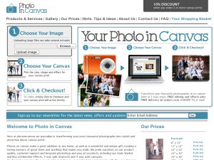 Photos in canvas website