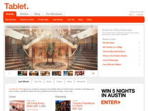 Tablet Hotels website