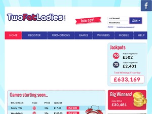 Two Fat Ladies Bingo UK website